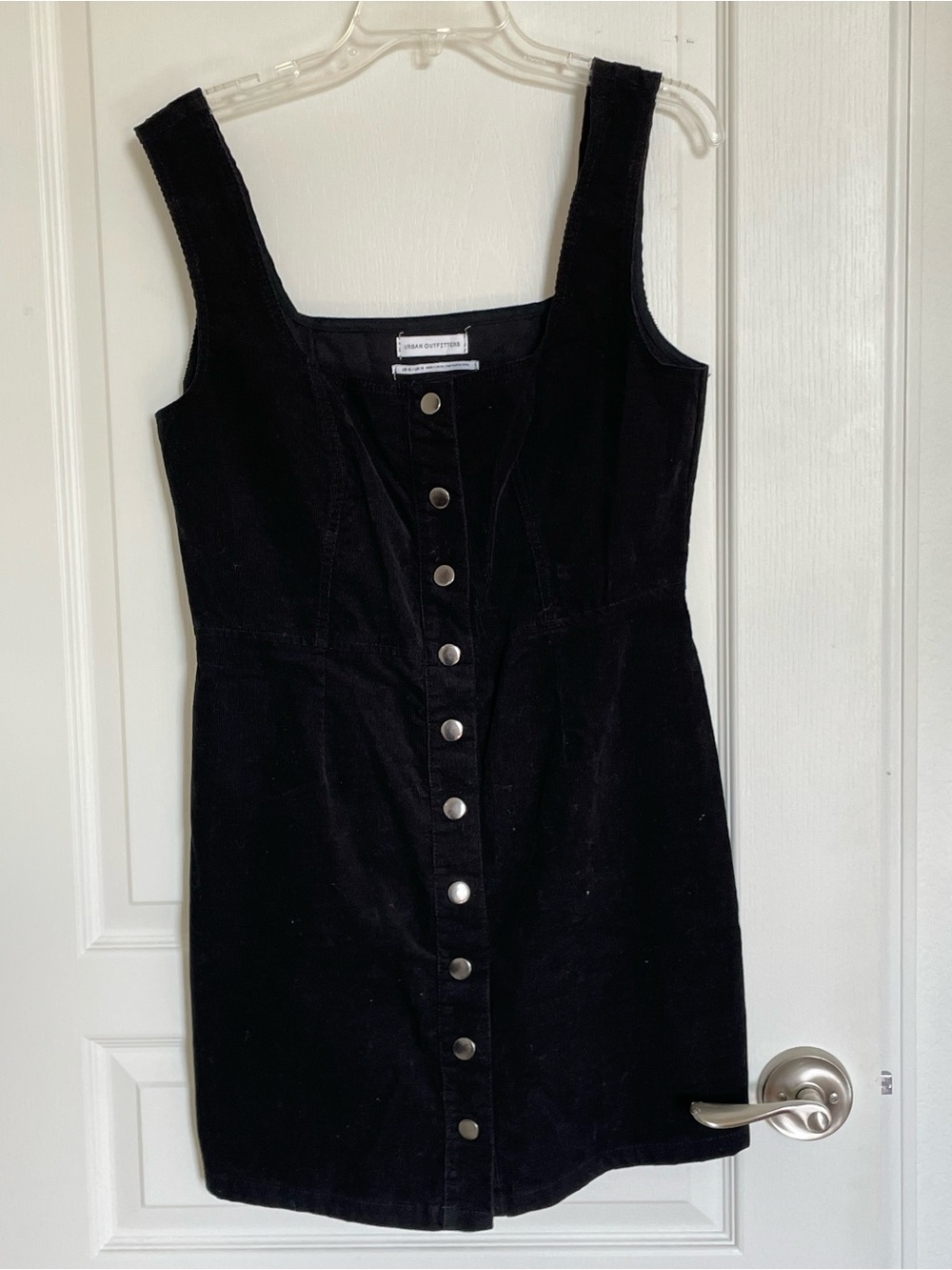 Black Velvet Button-Front Women's Dress
